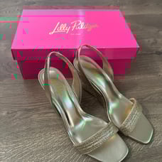 Lilly Pulitzer Gold Wedge shoes size 9
