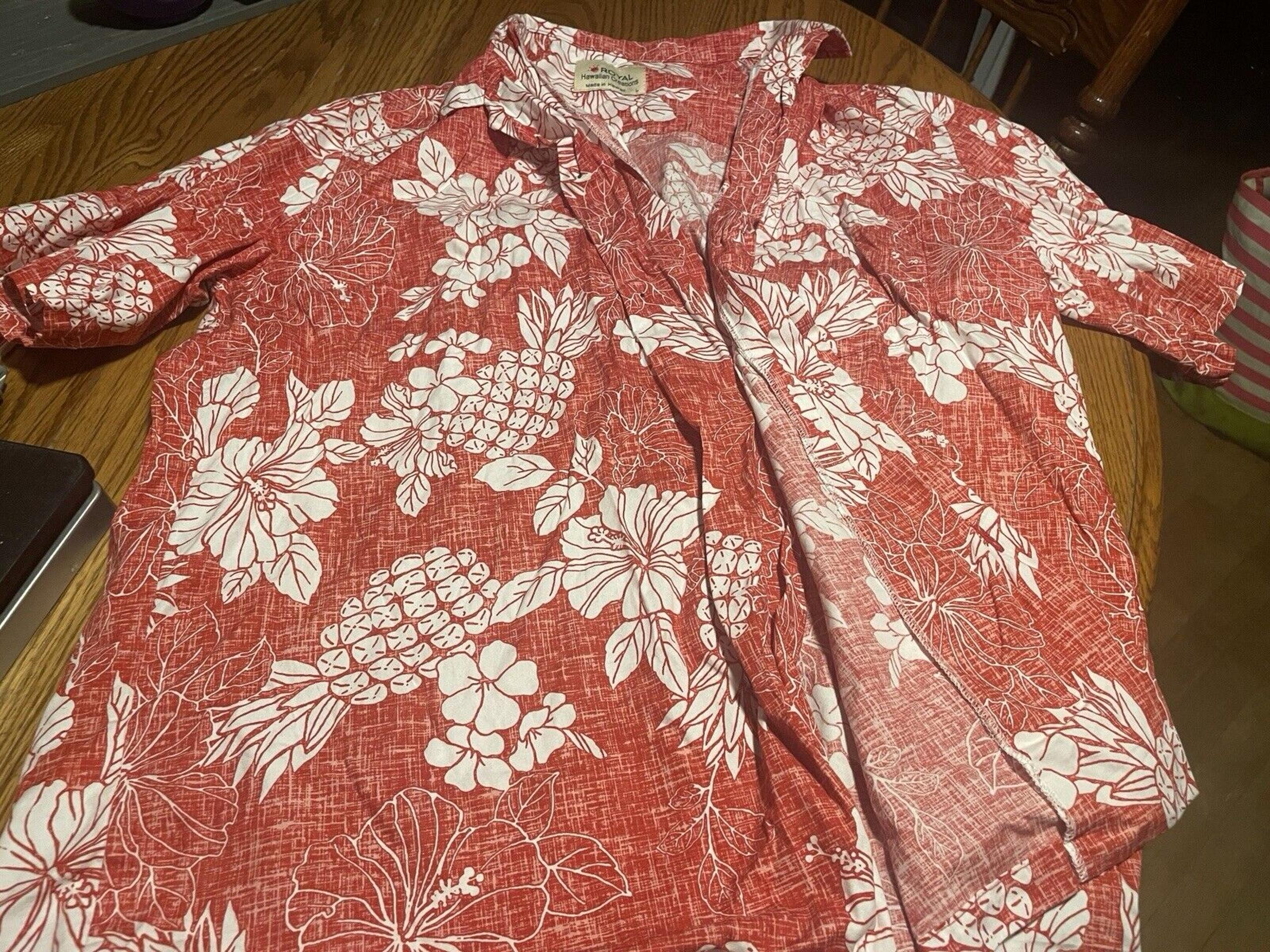 Royal Hawaiian Creations Floral Button Down Short Sleeve Shirt Mens Large