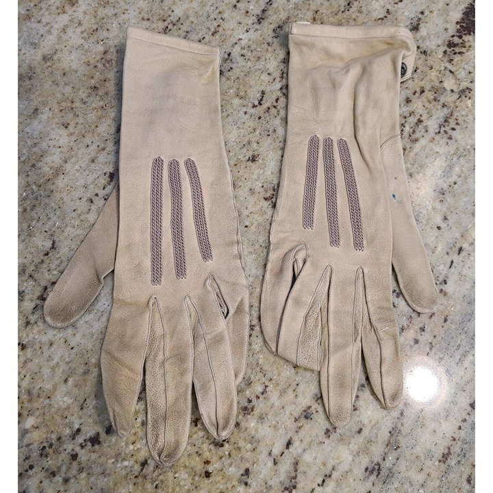 Vintage Antique? Dents Isis Soft Thin Suede Gloves Size 5 3/4 XS Snap Wrist