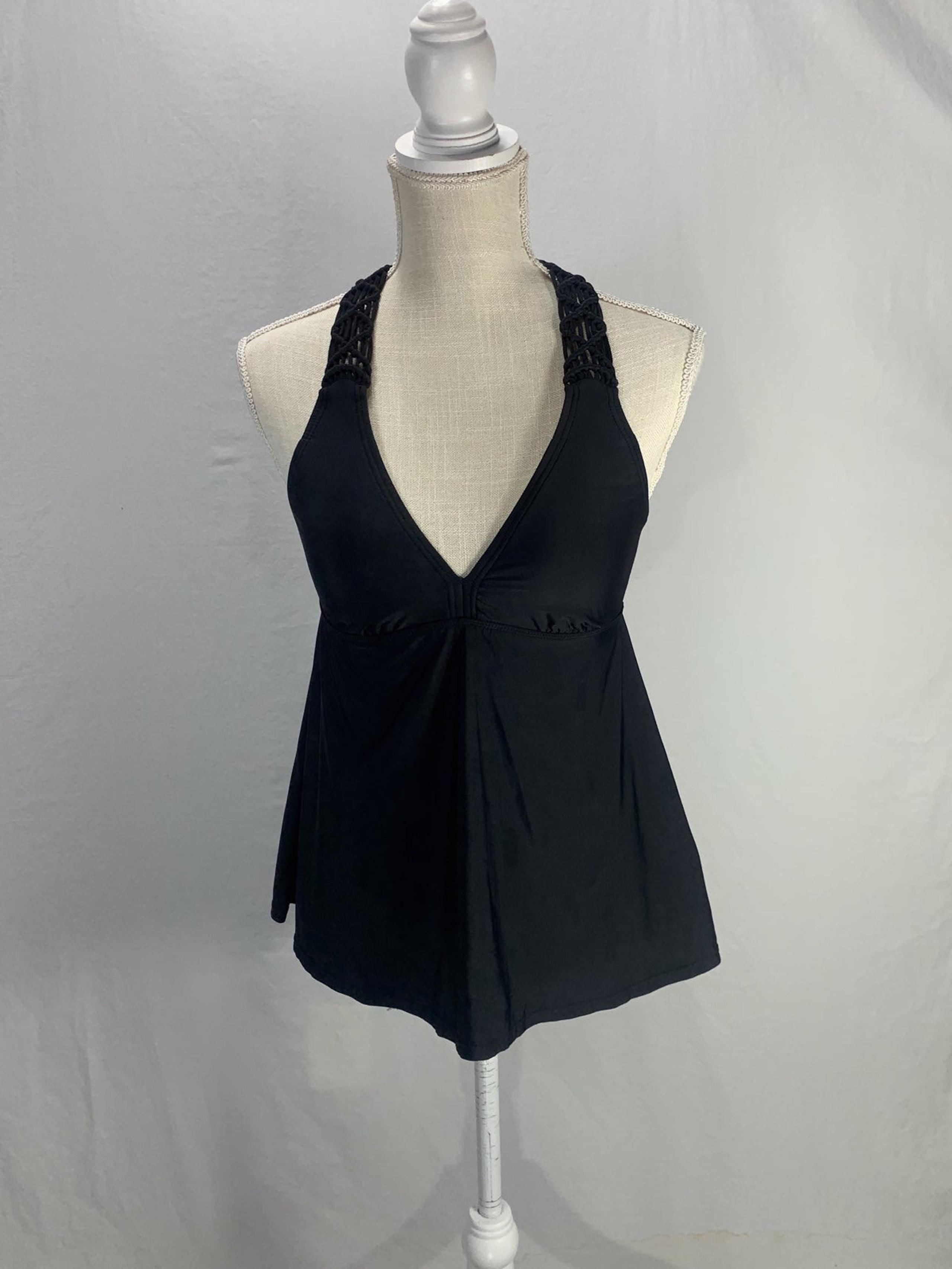 Athena Cabana Macrame Black Racer back Tankini Swim Top (6)