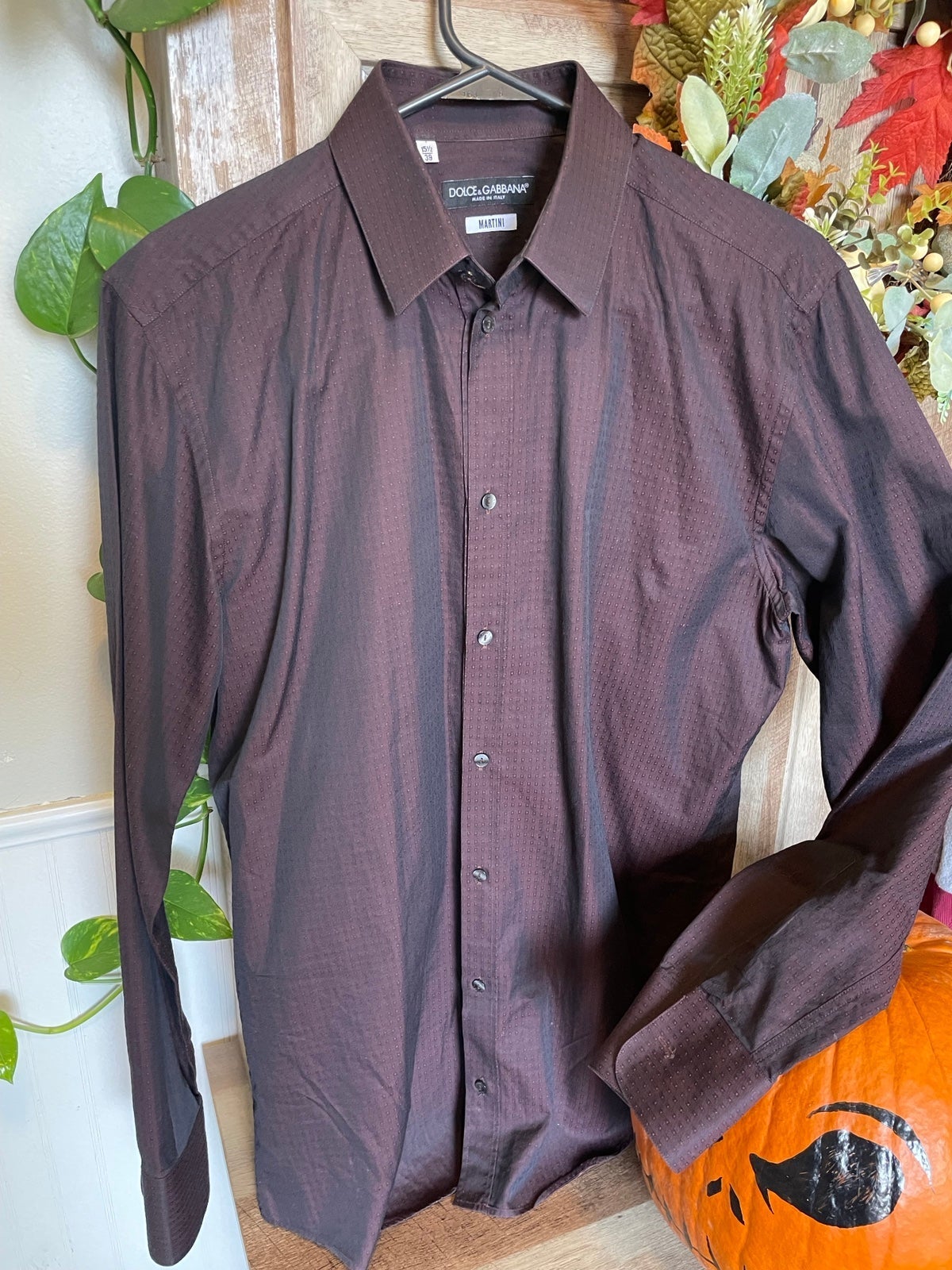 DOLCE & GABBANA Shirt maroon/purple MARTINI Formal Dress 15 1/2 39