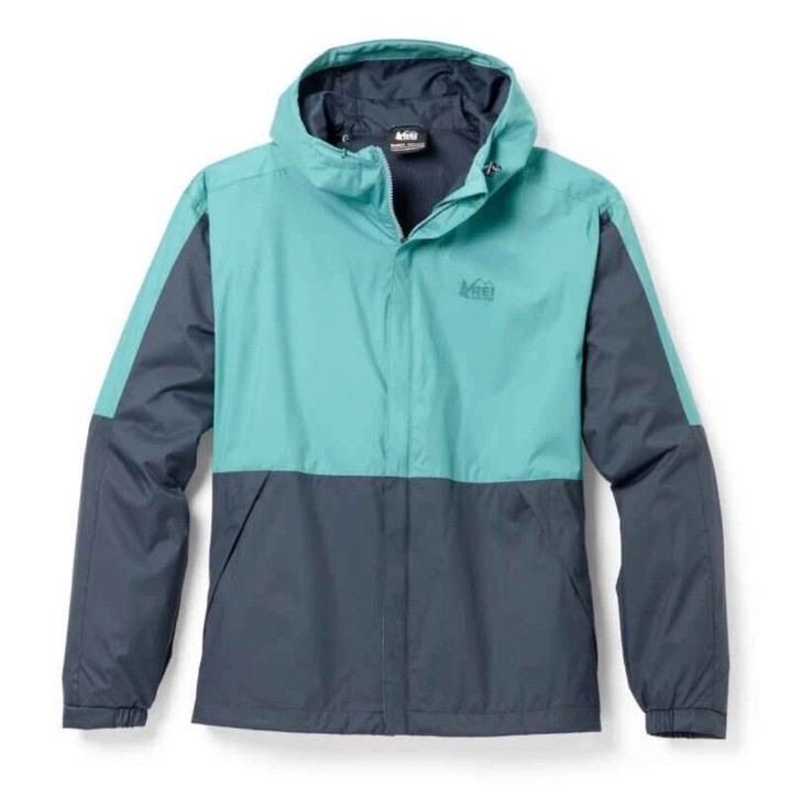 REI Co-op Trailmade Rain Jacket L Blue Colorblock