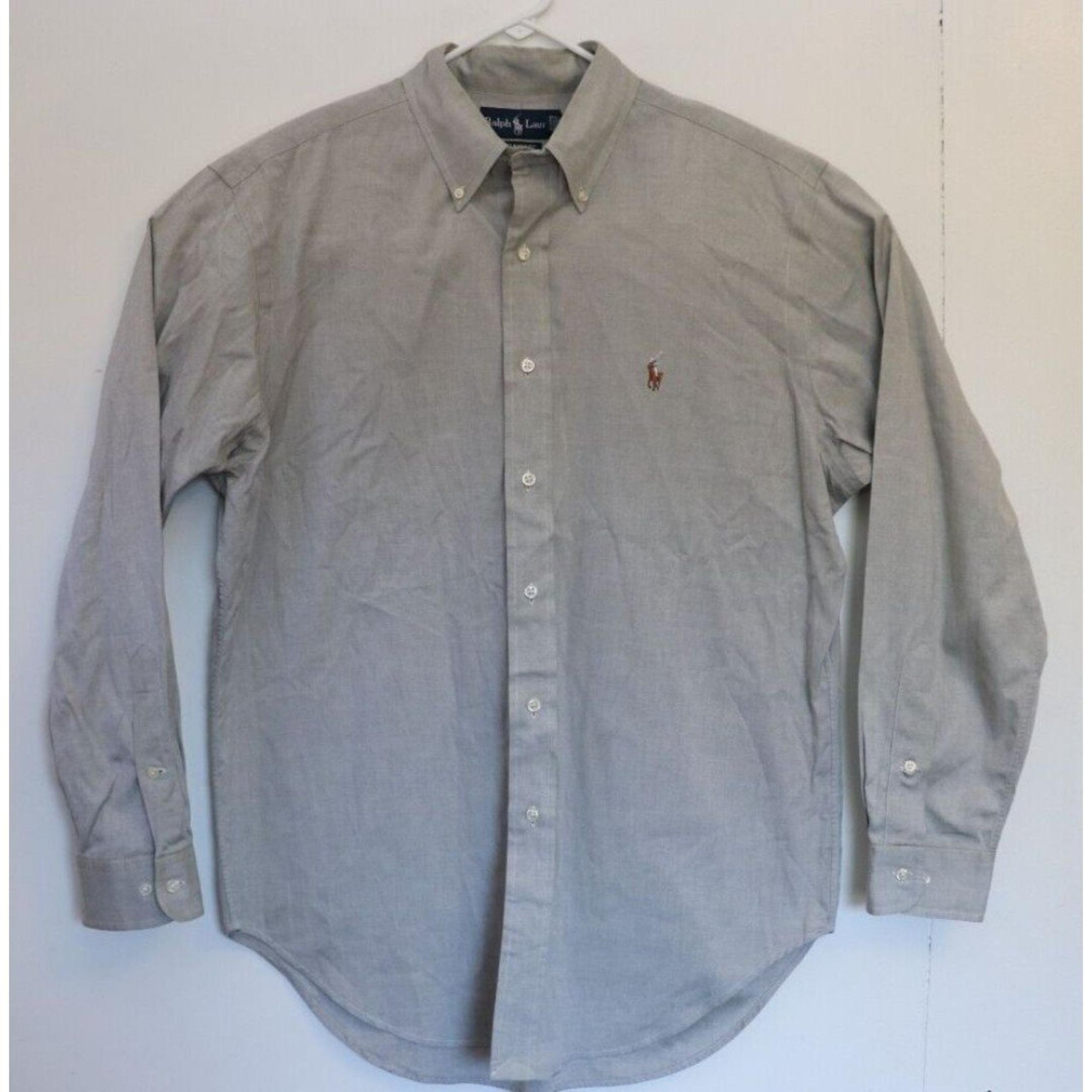 Polo Ralph Lauren Mens Shirt Size 16 32-33 Grey Flesh Pony Classic Fit Oxford