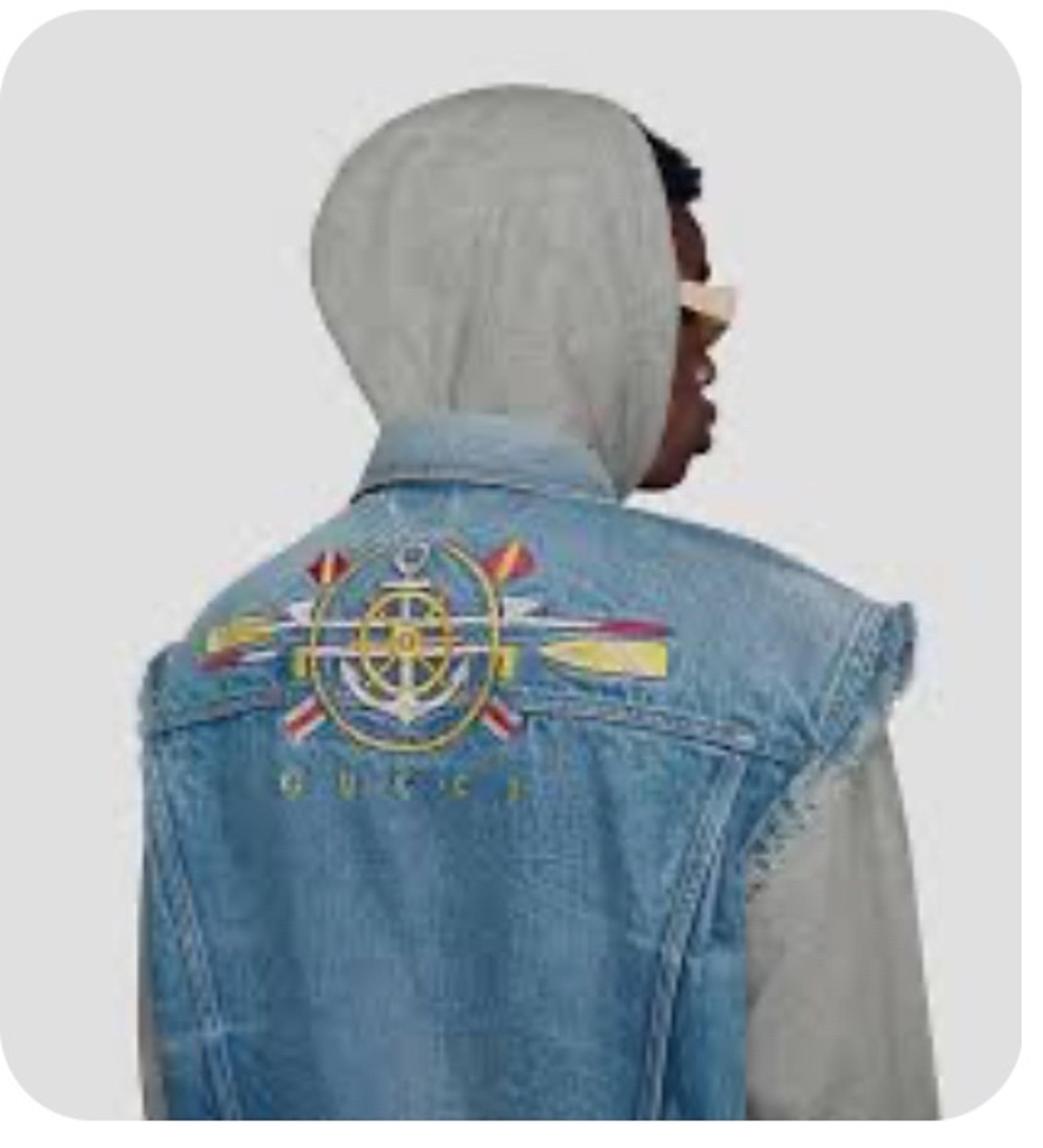 Gucci Washed Blue Denim Sleeveless Jacket US EU 50 Italy Anchor Nautical Sailor