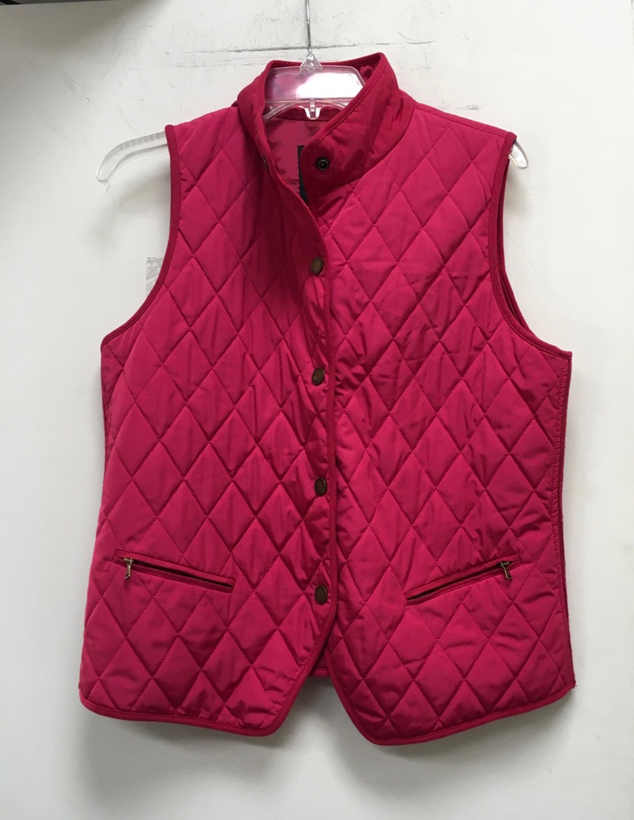 Talbots Pink Quilted and Ribbed Vest Fuchsia Size Medium
