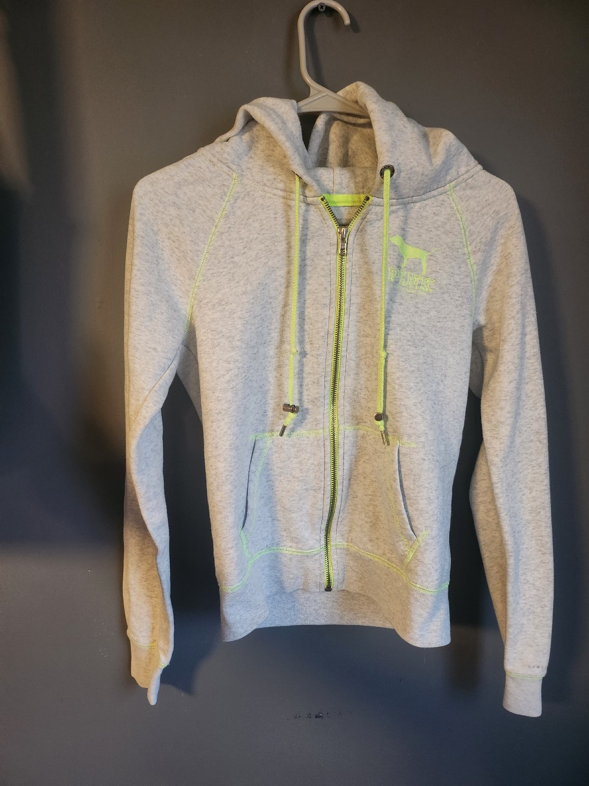 Victorias Secret Pink LIMITED EDITION GOLD NEON Graphics Full Zip Hoodie