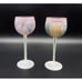 Rueven Art Nouveau Watercolor Glass Wine Glasses Pastel Liqueur Pair Candle