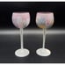 Rueven Art Nouveau Watercolor Glass Wine Glasses Pastel Liqueur Pair Candle