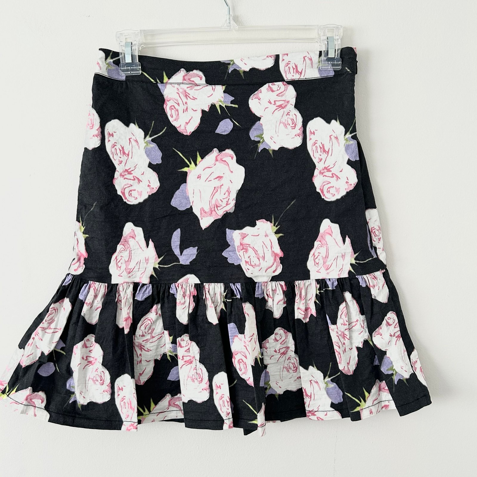 NEW Nicole Miller Flounce Floral Skirt in Rosa Galli 4