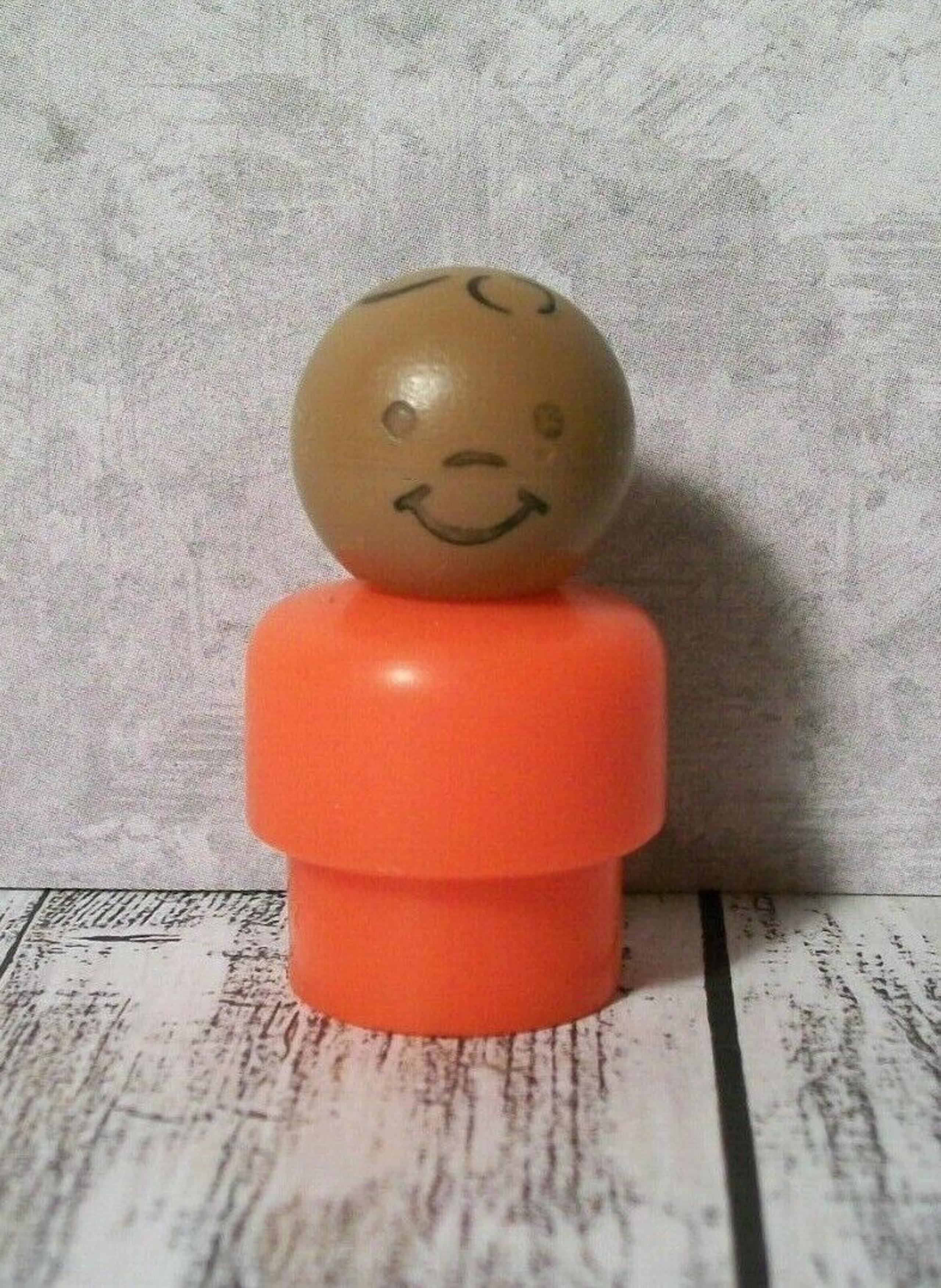 Vintage Fisher-Price Little People Figure, African American Boy, AA, Red Body