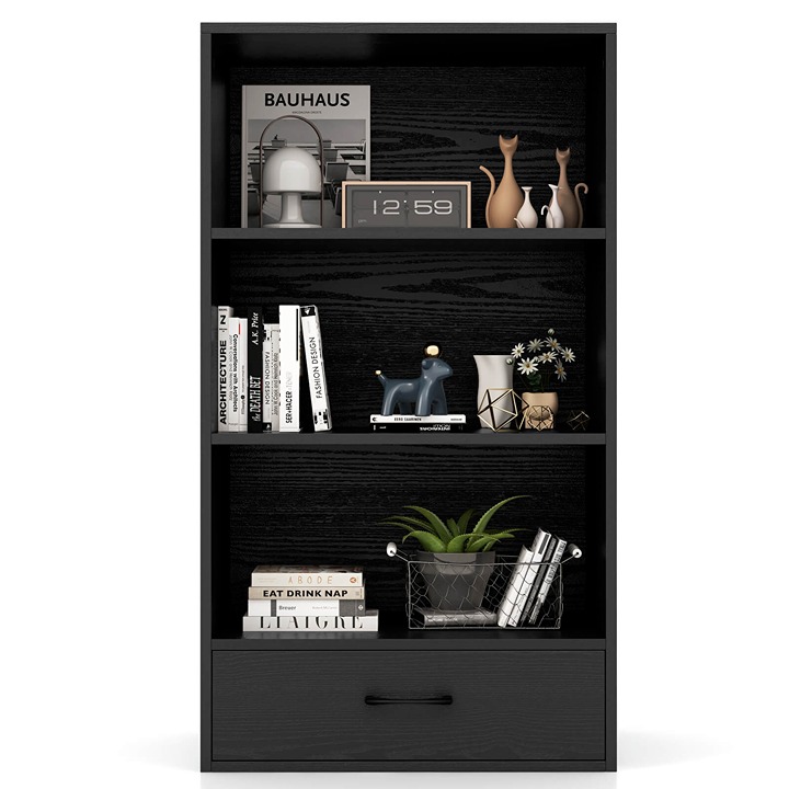 48 4-Tier Storage Shelf w/ 3 Large Storage Shelves & Drawer Anti-Topping Device