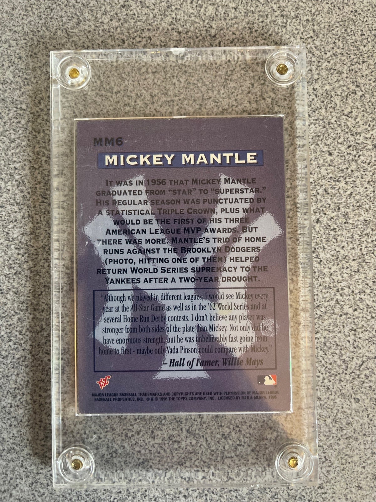 1996 Stadium Club Baseball Card #MM6 Mickey Mantle NY Yan