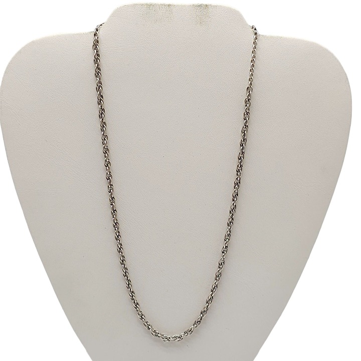 Sterling Silver Singapore Chain Long Necklace Spring Ring Clasp Vintage