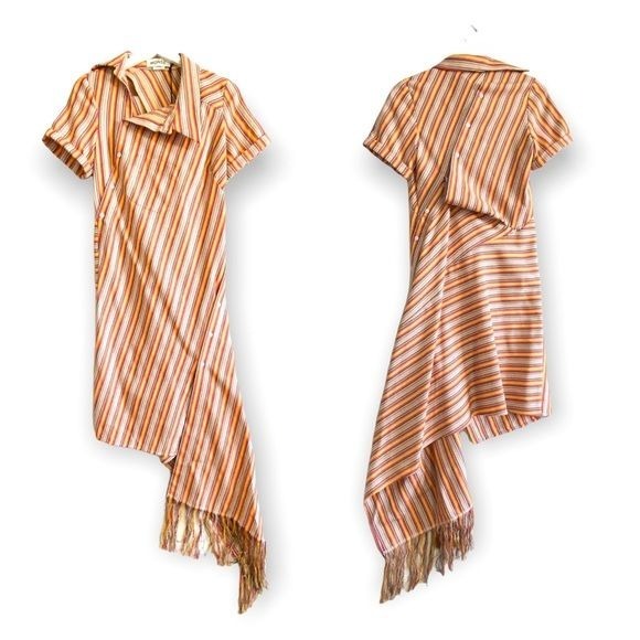 NWT Monse Stripe Open Back Deconstructed Dress, Cotton Blend