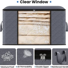 4 Piece Tote Clothes Storage Container Organizer Blankets Foldable