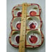 Heartstone Vintage Stoneware Muffin/Cupcake Pan Hand painted Apples & Border EUC