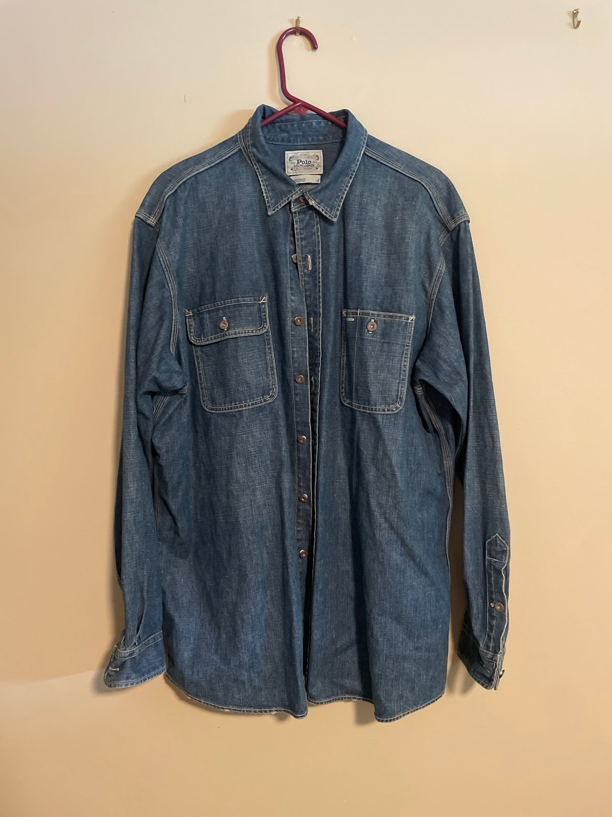 vintage denim polo ralph lauren jean shirt size XL