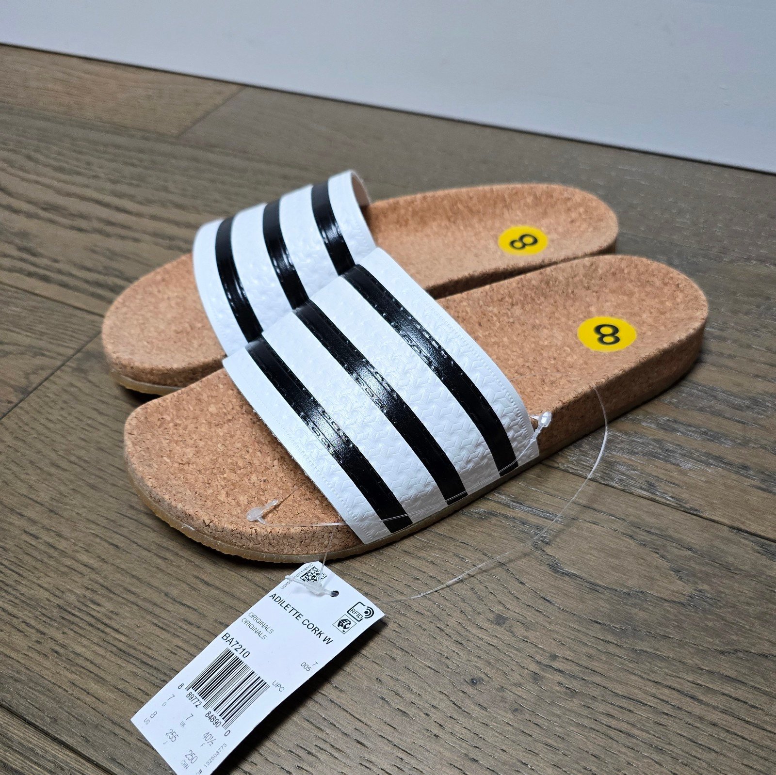 Adidas Originals Italy Adilette Leather Cork Slide in White