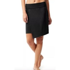 Athleta Seaside Fold Over Skirt Pull On Black Small Tencel 212431-03 Faux Wrap
