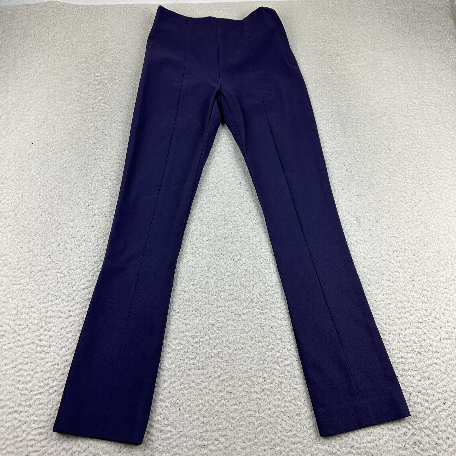 MM. Lafleur The Foster Cigarette Pants Women's 0 Purple Ponte Mid Rise Stretch