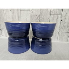 LE CREUSET Ombre Blue Stoneware Small Ramekin Condiment Bakers Set Of 4