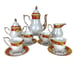 Al Badla Japan Fine Porcelain Demitasse Tea Set Gold Serves 4 Floral Footed