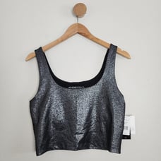 NWT Beyond Yoga Black Silver Keep It Simple Cropped Tank Top