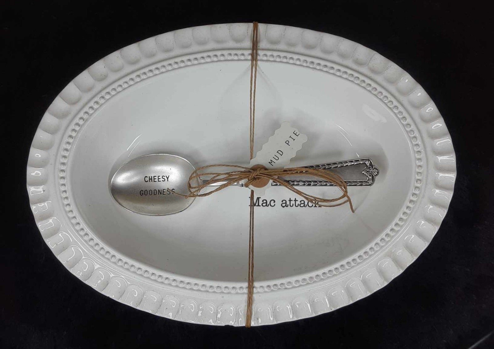 Mud pie Mac and cheese serving bowl tray with spoon