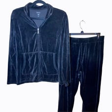 Black Velour Tracksuit XL Jacket/Large Pants.
