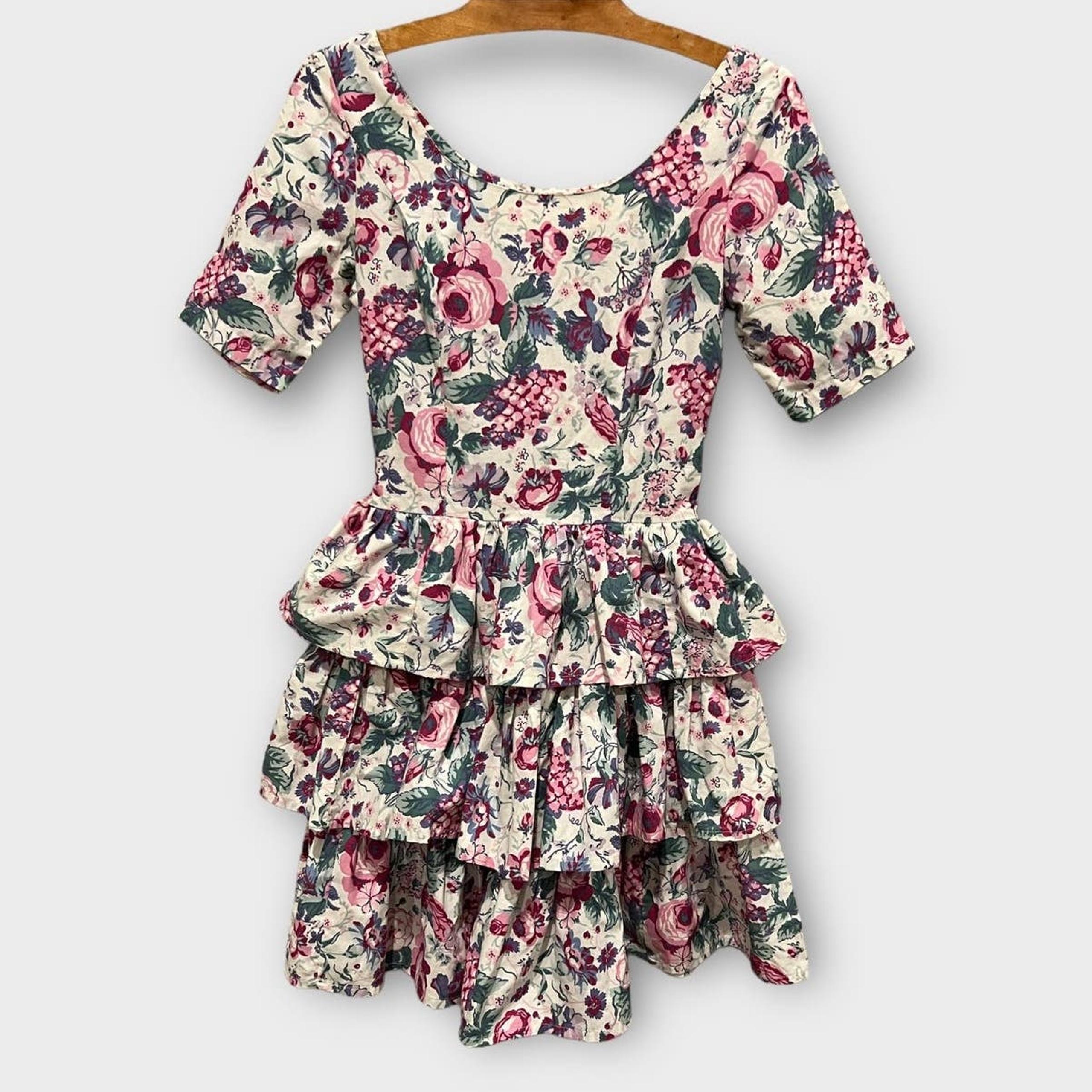 Vintage Laura Ashley floral mini tiered dress Size US/8