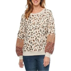 Democracy Blouson Sleeve Leopard Print Sweatshirt