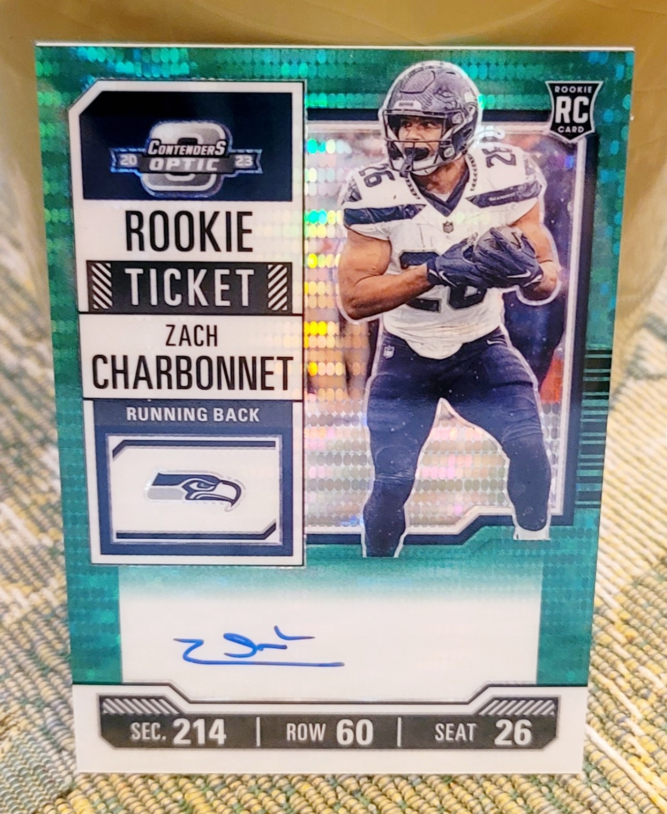 Panini Contenders Rookie Ticket Color Match Green Pulsar /30 Zach Charbonnet RC