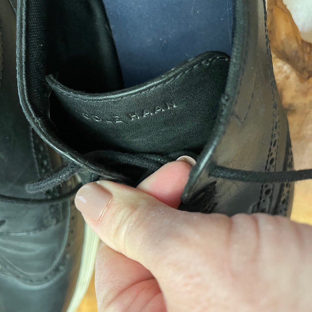 Cole Haan Dress Shoes Brogue Wing Tip Oxford Black Leather Lace Up Mens 11.5