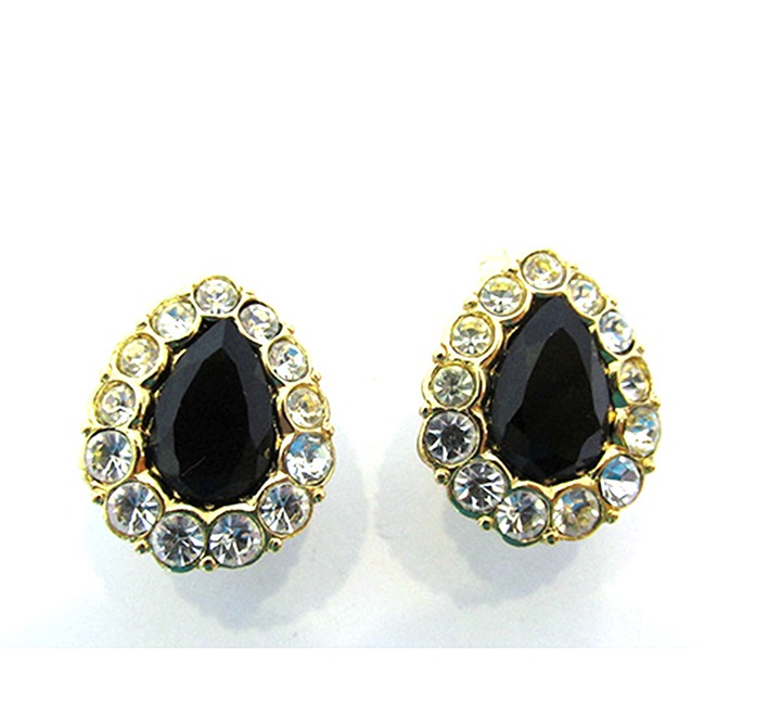 Signed Trifari 1970s Contemporary Style Diamante Earrings