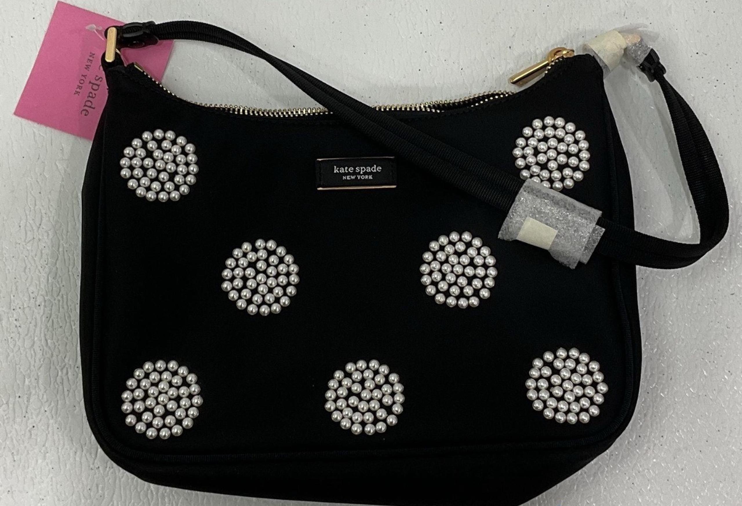 Kate Spade Womens Black Multi Polka Pearl
Embellished Shoulder Bag NWT