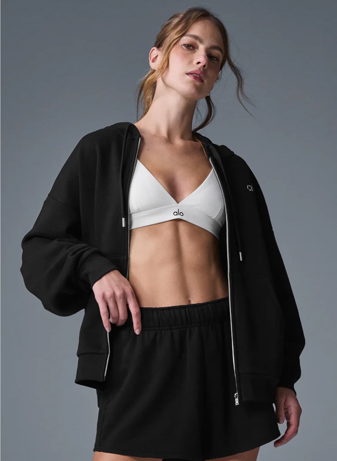 Alo Accolade Full Zip Hoodie - Black (Large)