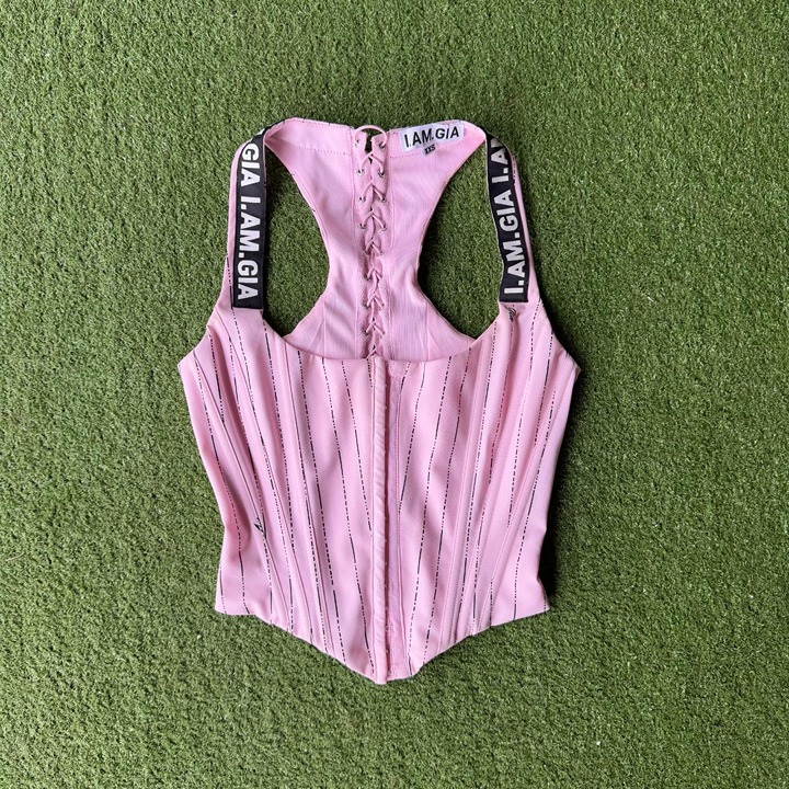 I.AM.GIA Pink Lace-Up Corset Top