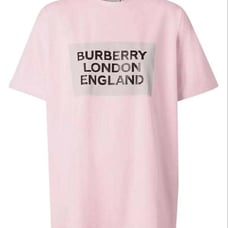 Burberry Pink Logo Print Stretch Cotton Oversized T-shirt Size M
