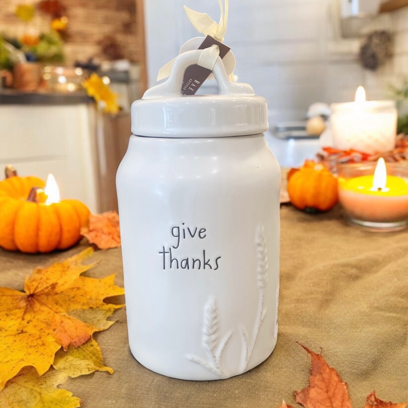 NEW Rae Dunn ‘give thanks’ Ceramic White Canister Check out my other listings.