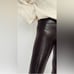 NWT SPANX brown black Crocodile Faux shape wear Leather Leggings size small