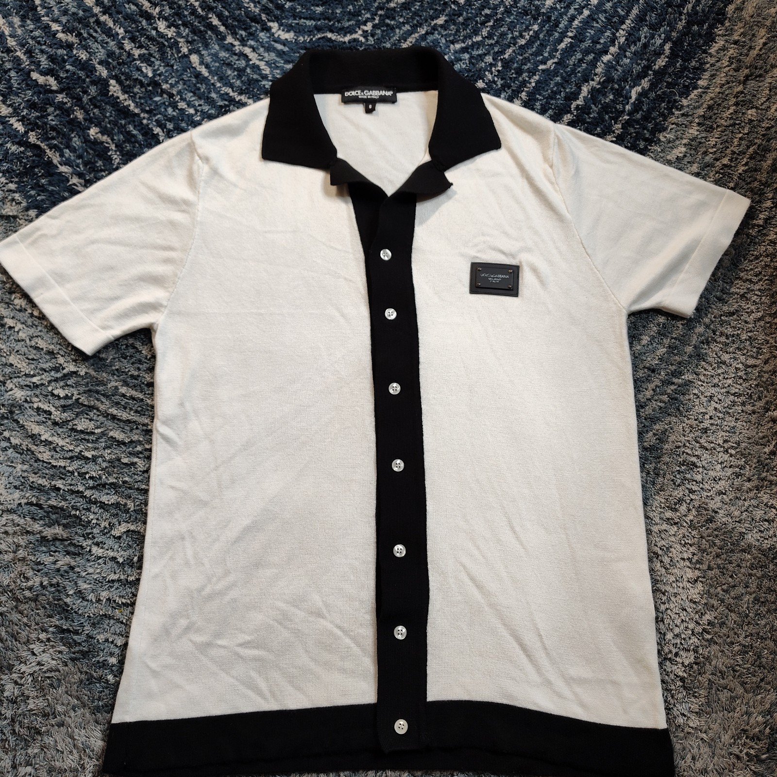 Dolce & Gabbana Black Label Runway LOGO PLATE Buttoned Shirt Men's 44 Sz S