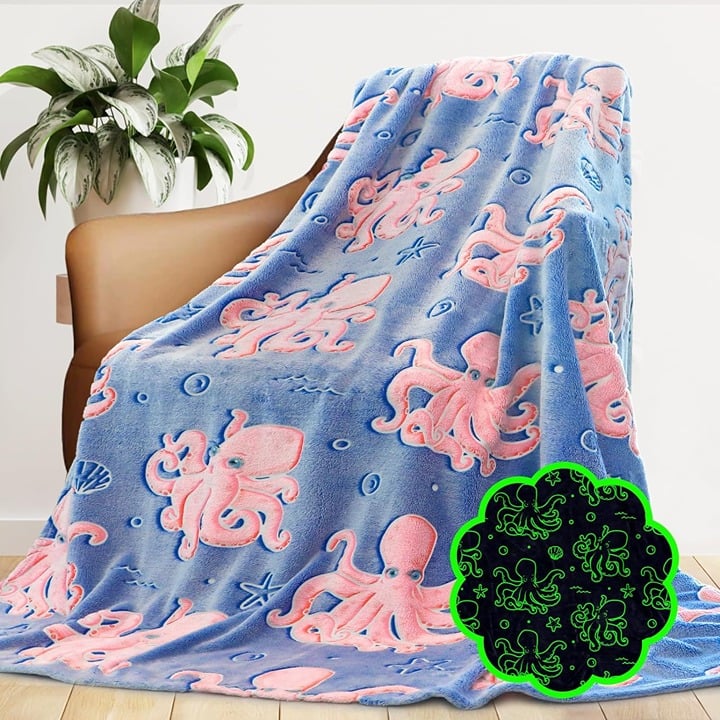 Octopus Blanket Glow in The Dark Ocean Blanket