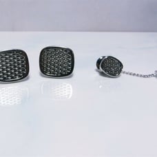 High Luster Solid .925 Sterling Silver 3 Piece Set Cuffs & Tie Tack by Correct