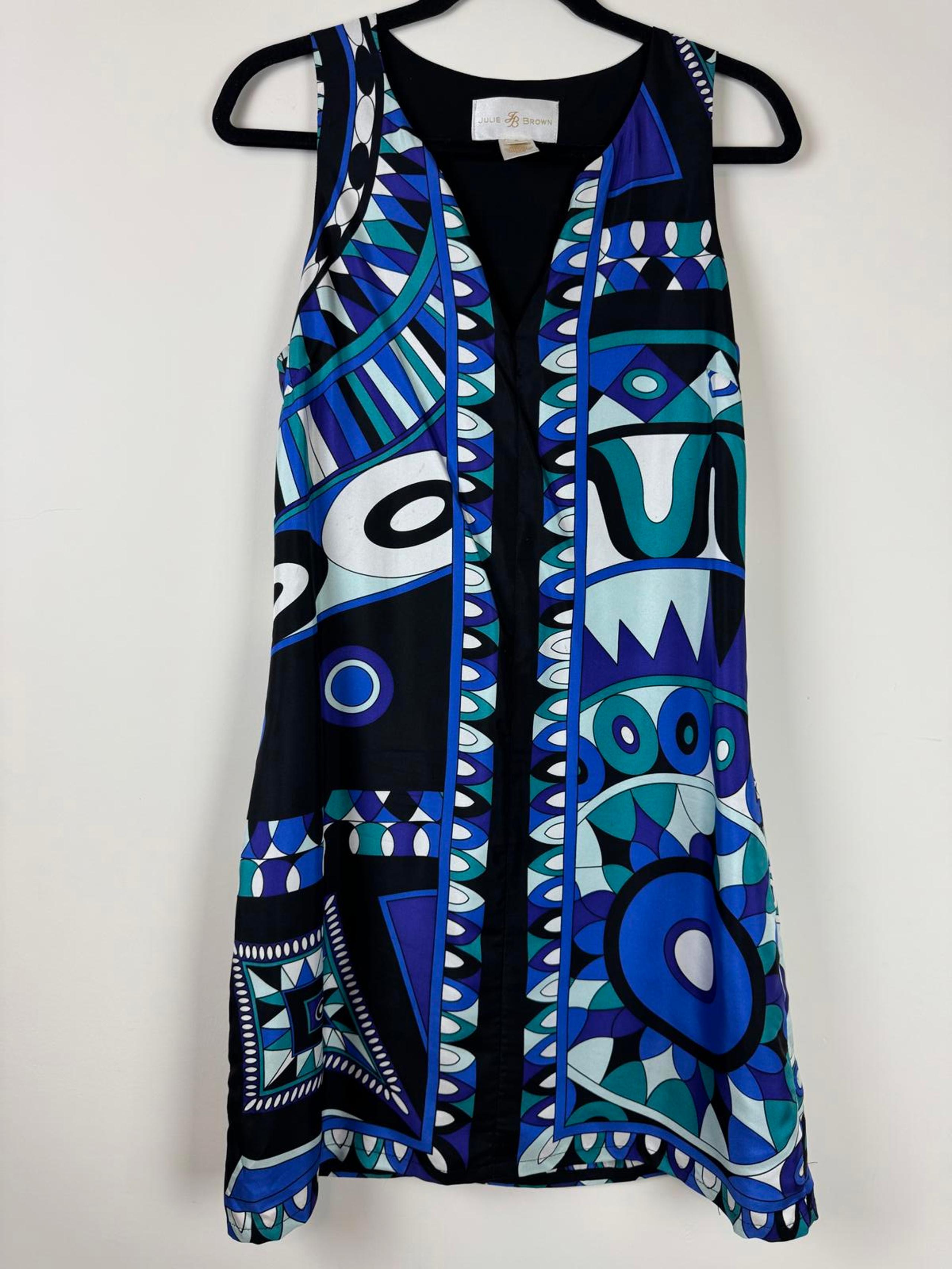 Vibrant Geometric Print Dress by Julie Brown - Size 4