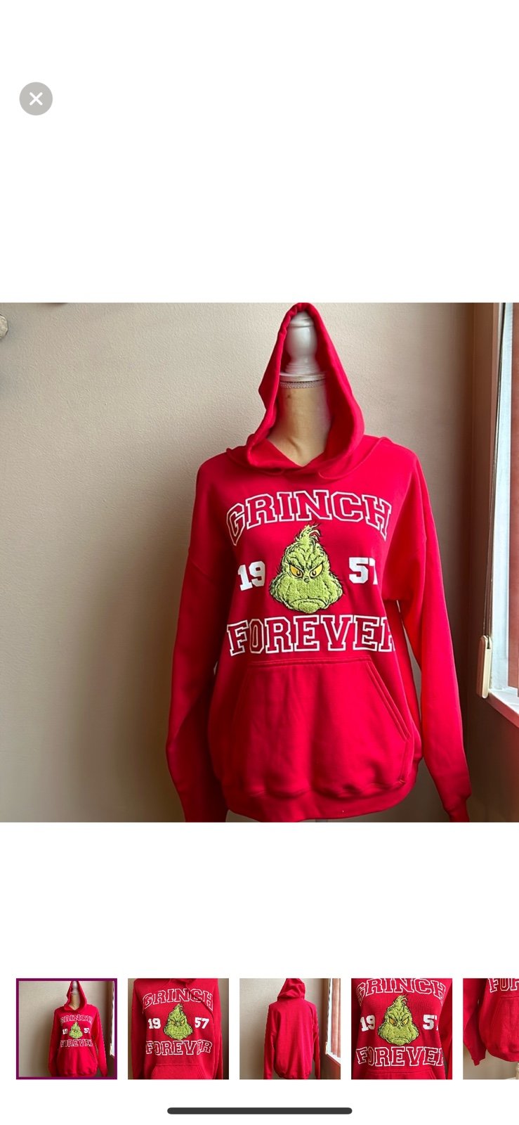 New grinch hoodie sweatshirt sz M red Christmas gift