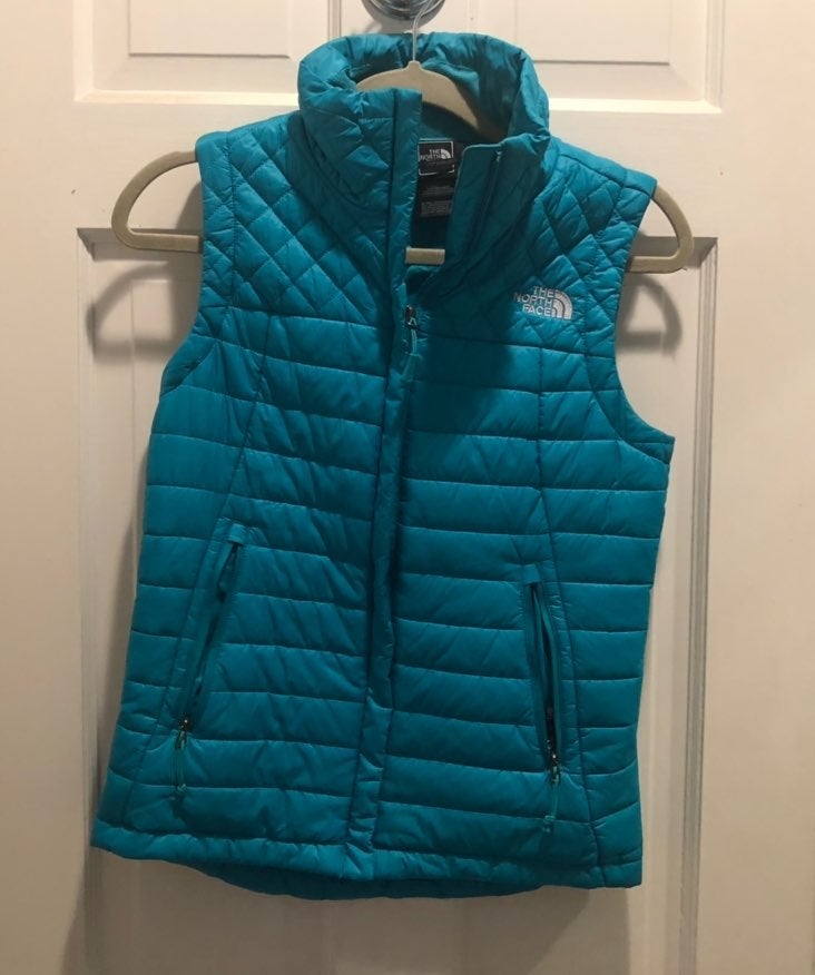 Teal North Face Zip Up Vest