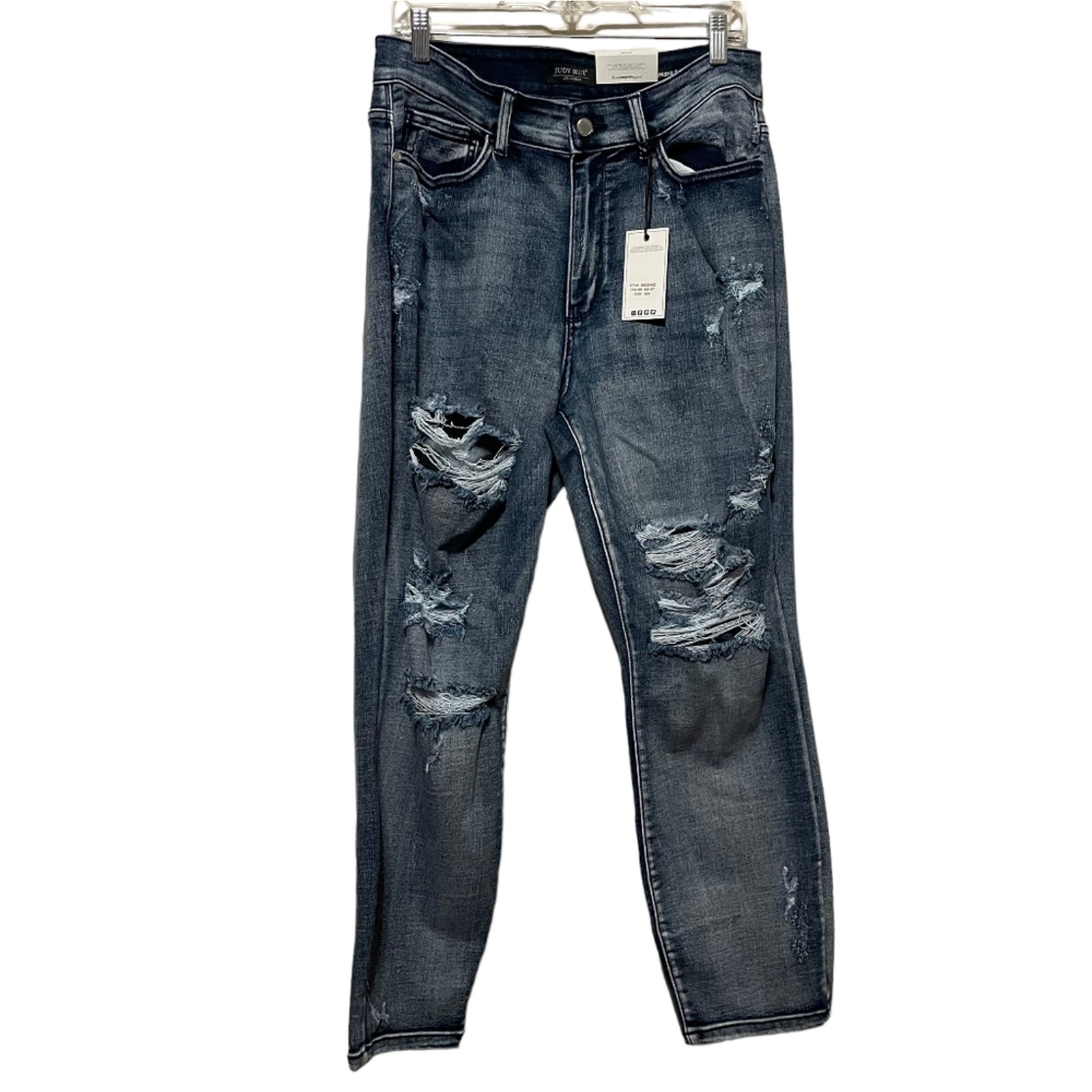 NWT Judy Blue Cameron Distressed Boyfriend Light Wash Jeans
