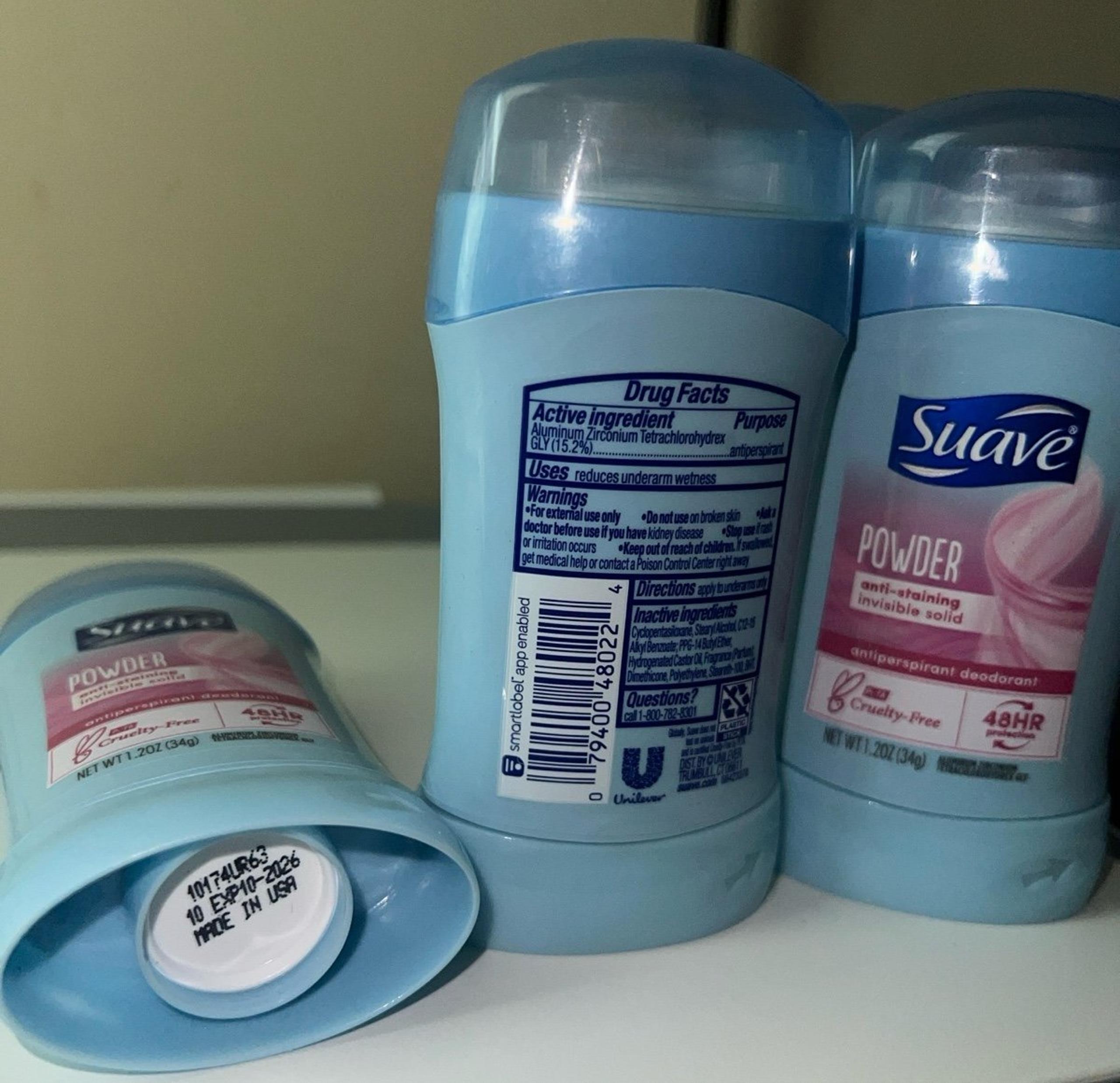 Suave powder deodorant