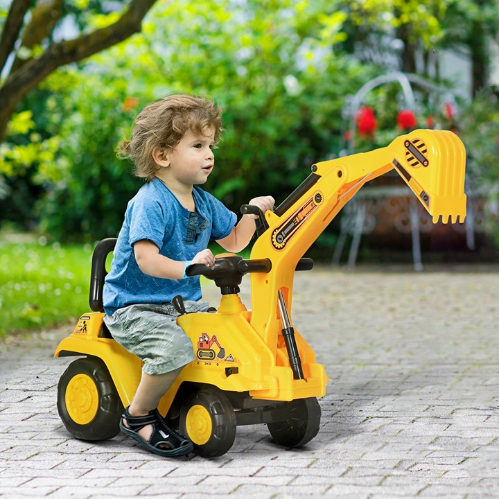 Kids Digger Ride On Excavator, w/ Horn Under Seat Storage Ages 18M+