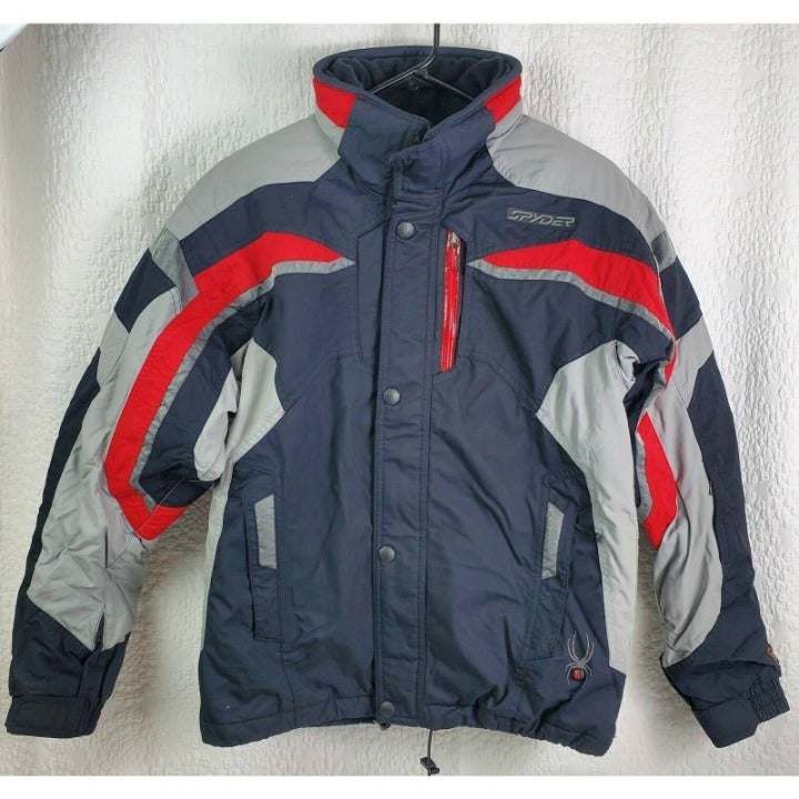 Big boys Spider ski jacket insulated SZ 18 big kids black /gray red